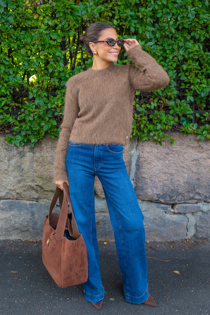 Hairy Knit Sweater Brown