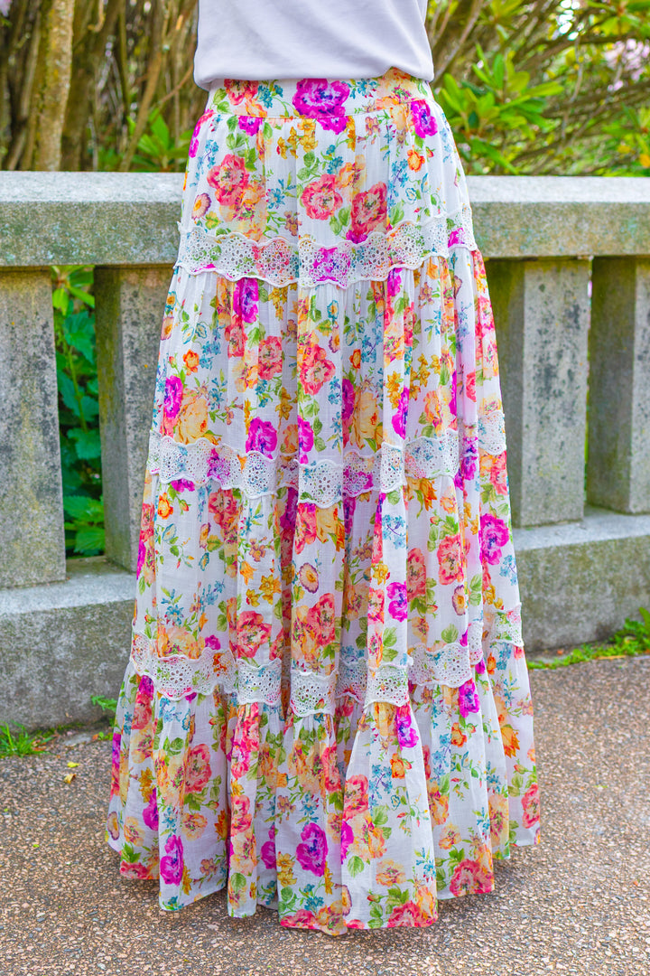 Cotton Slub Maxi Skirt Flora