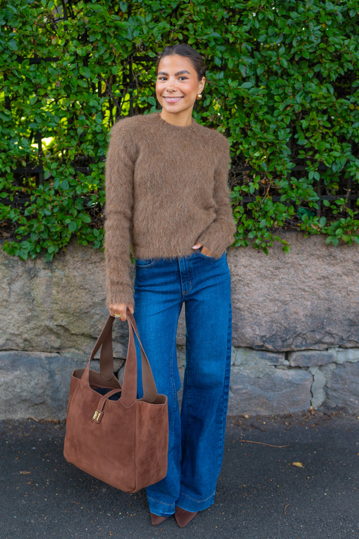 Hairy Knit Sweater Brown