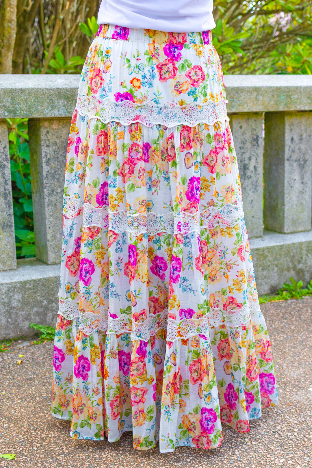 Cotton Slub Maxi Skirt Flora