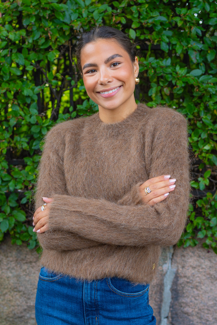 Hairy Knit Sweater Brown