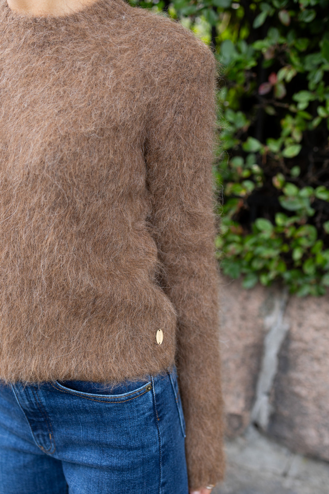 Hairy Knit Sweater Brown