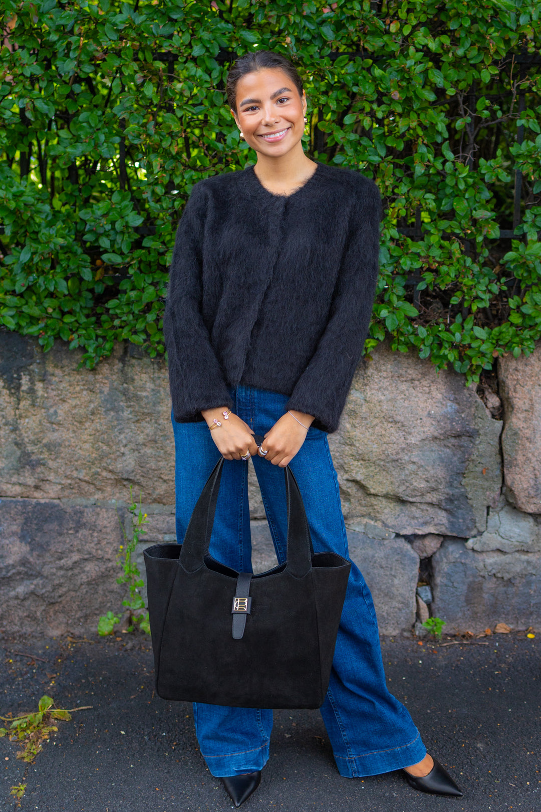 Hairy Knit Jacket Black