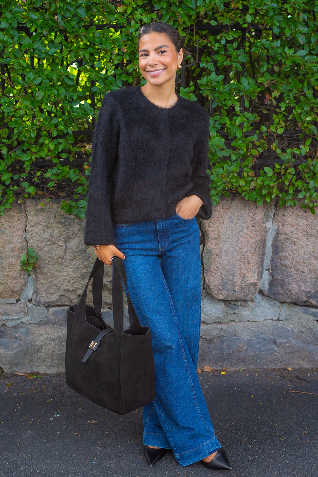 Hairy Knit Jacket Black
