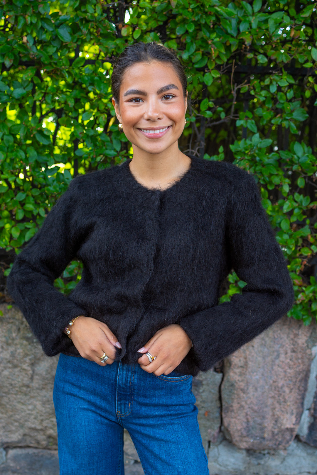 Hairy Knit Jacket Black