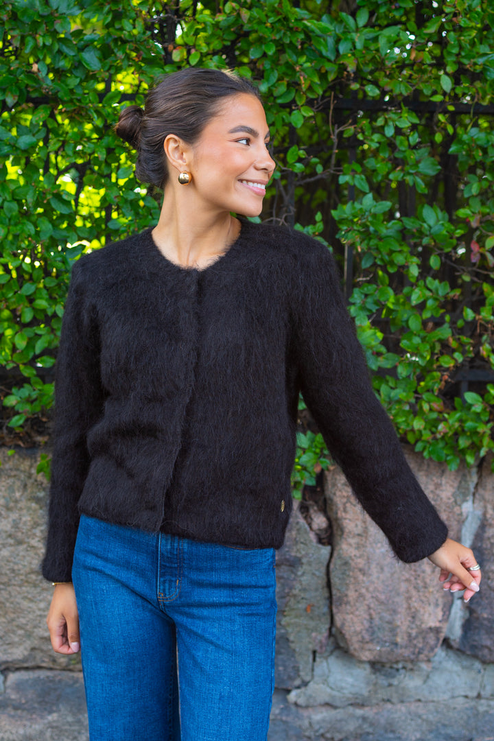 Hairy Knit Jacket Black