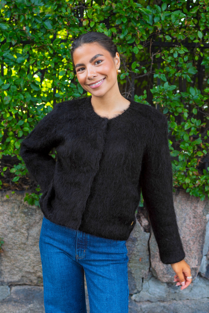 Hairy Knit Jacket Black