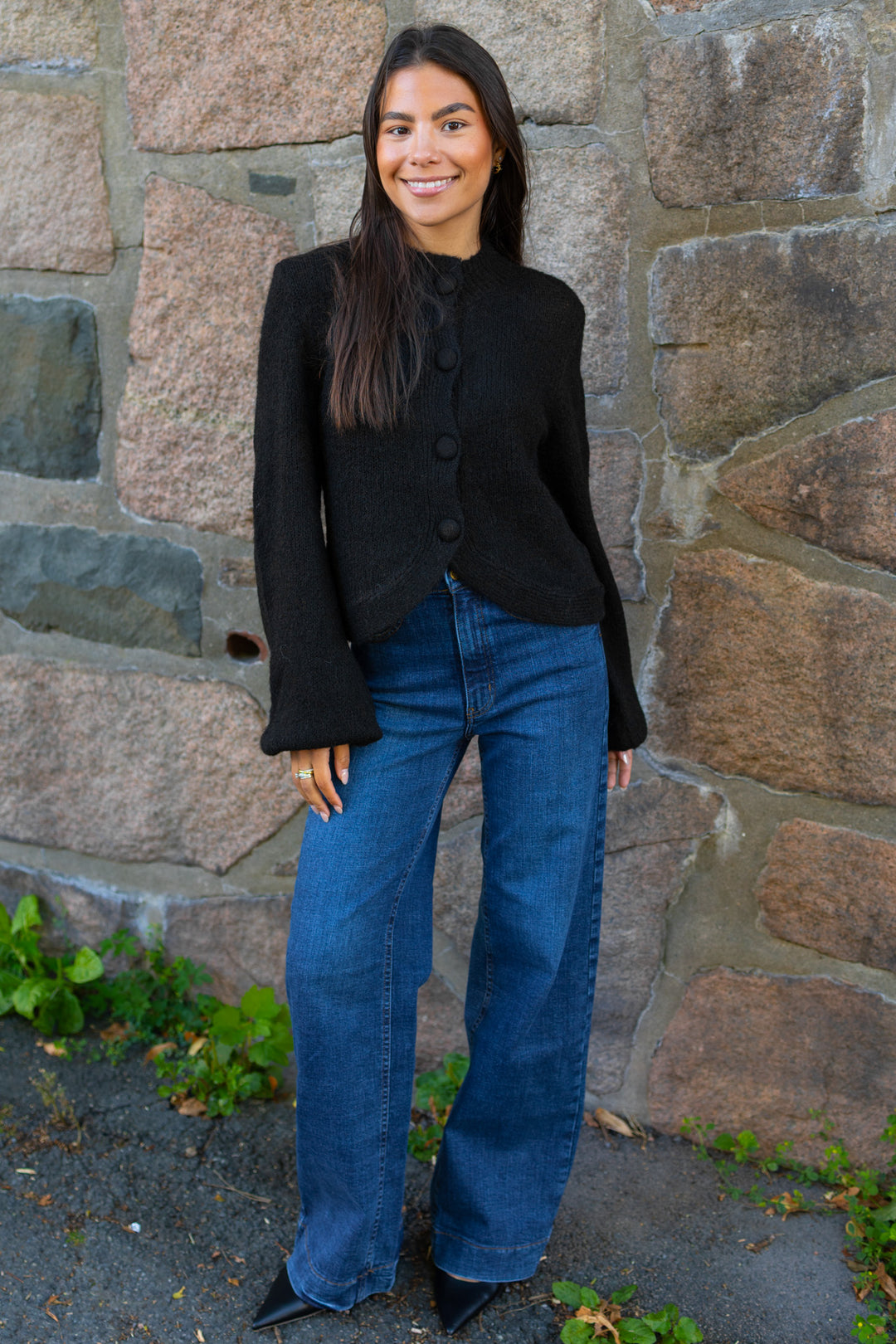 Gio Fluffy Knit Cardigan Black