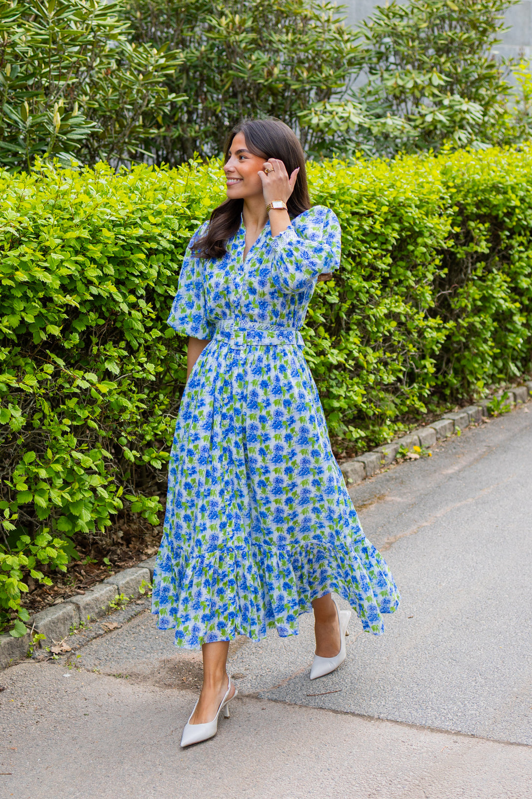 Twisted Midi Dress Peonies