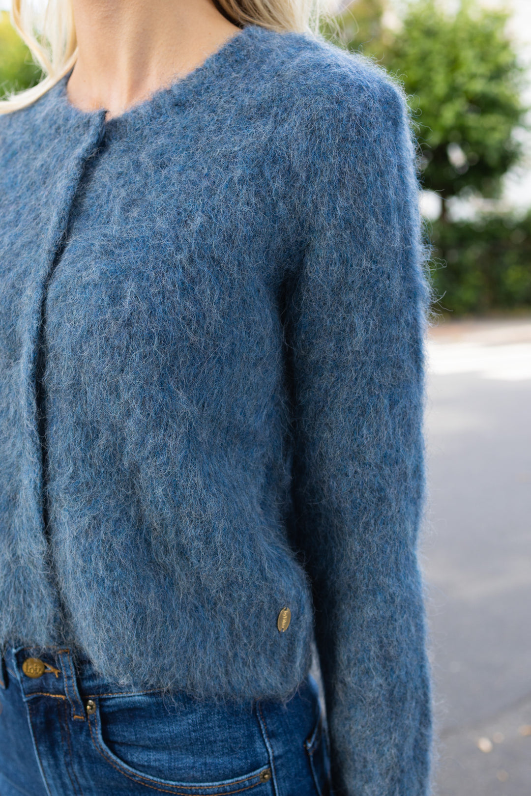 Hairy Knit Jacket Blue