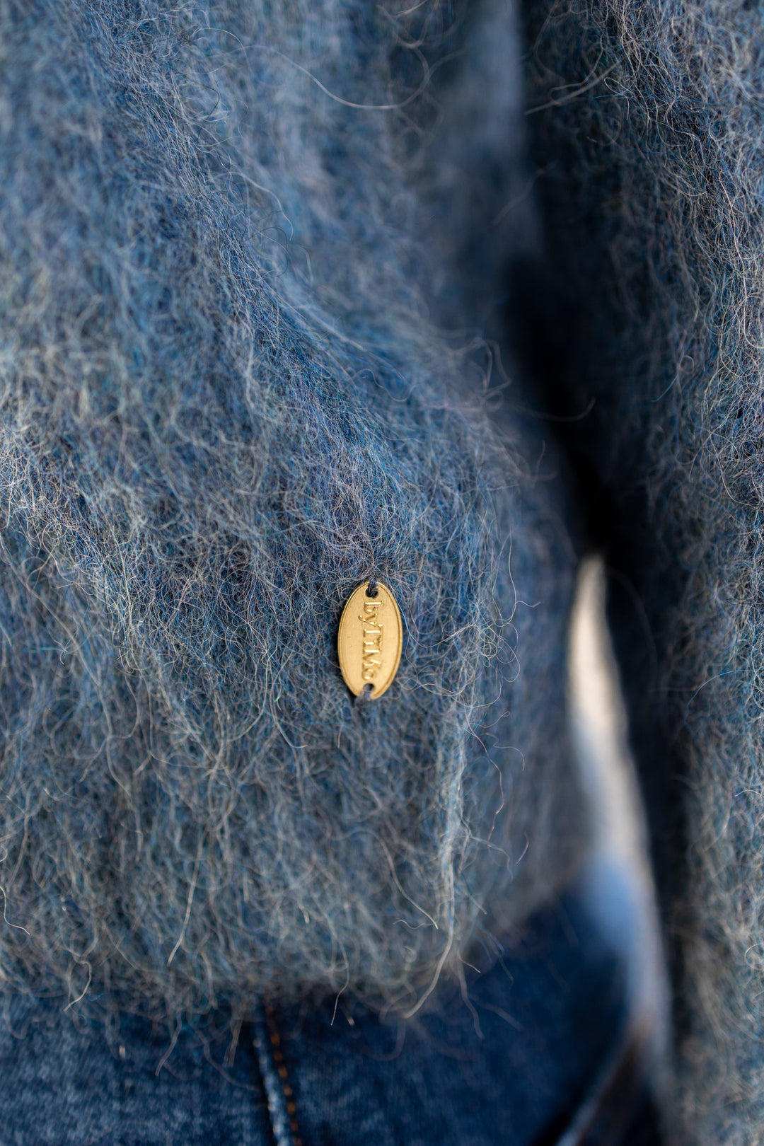 Hairy Knit Jacket Blue