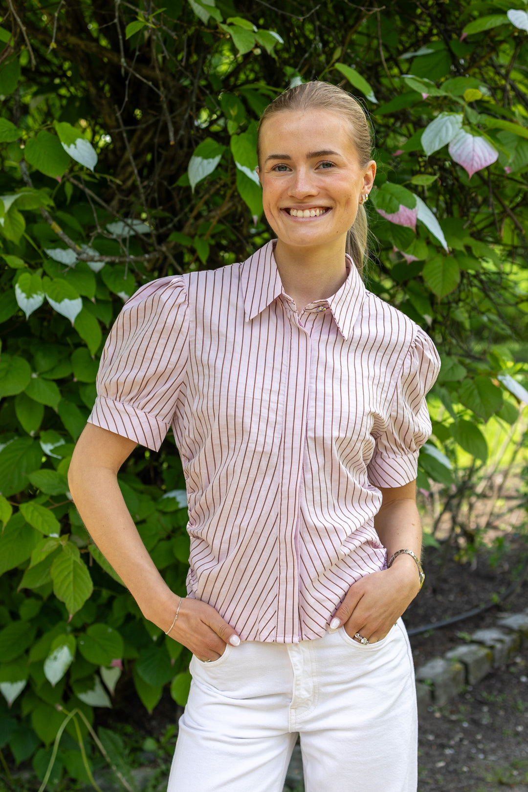 Frannie Structure Stripe Shirt Light Pink