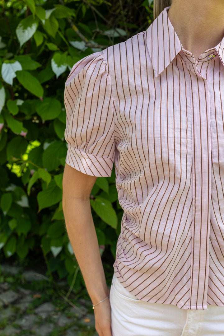 Frannie Structure Stripe Shirt Light Pink