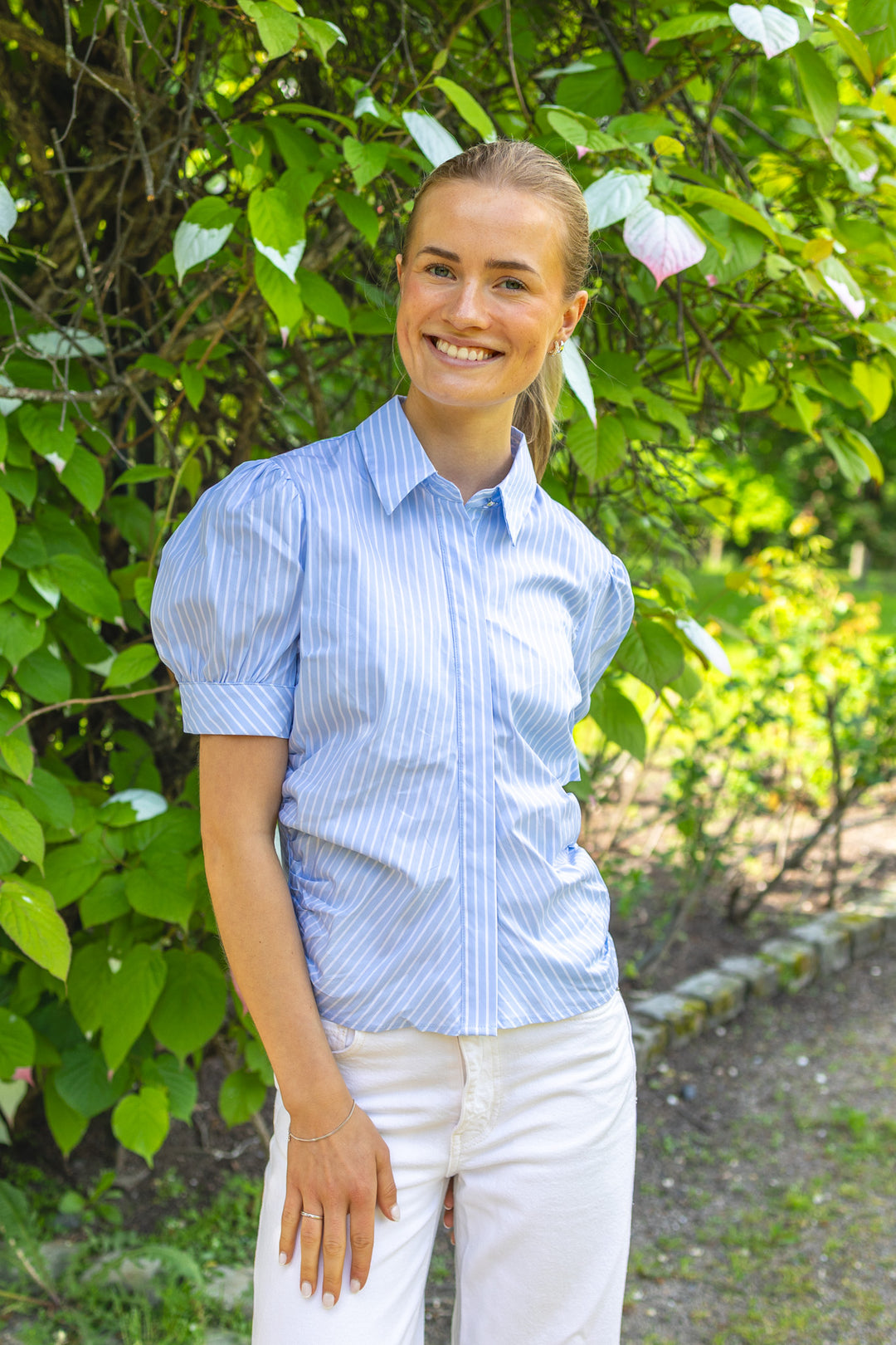 Frannie Soft Stripe Shirt Light Blue