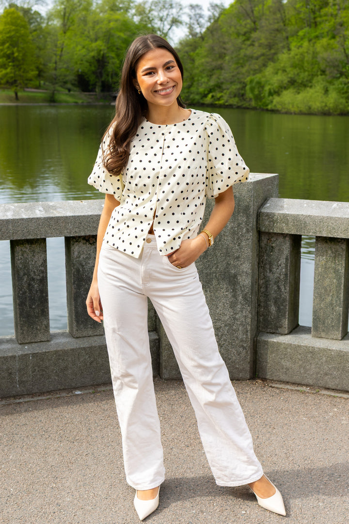 Anela Dot Blouse White
