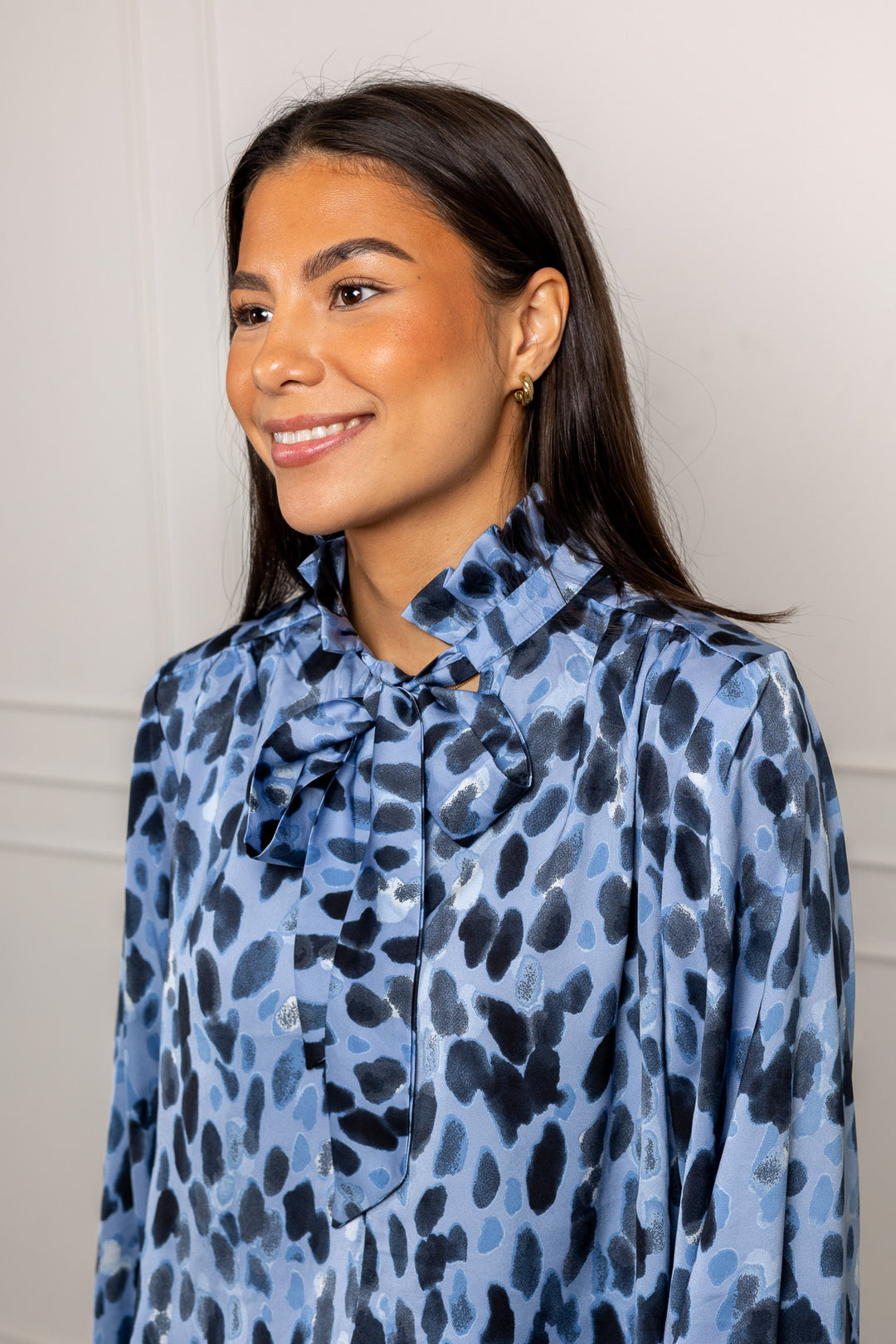Gracieiw Printed Blouse Blue Painted Dot