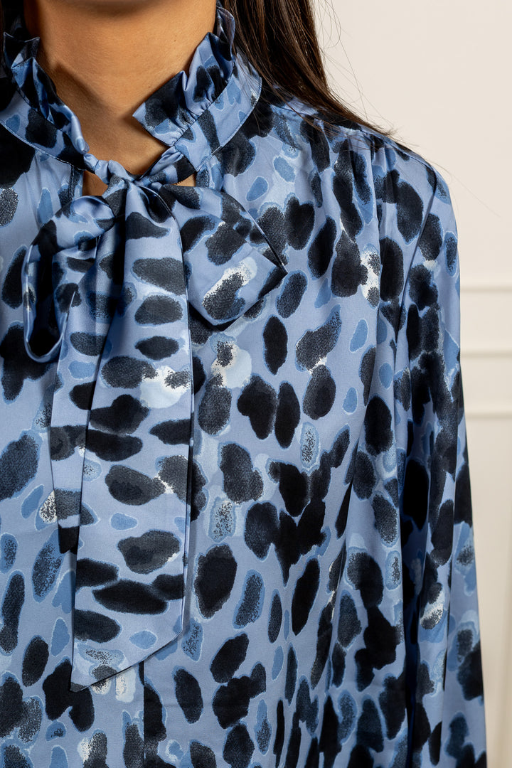 Gracieiw Printed Blouse Blue Painted Dot