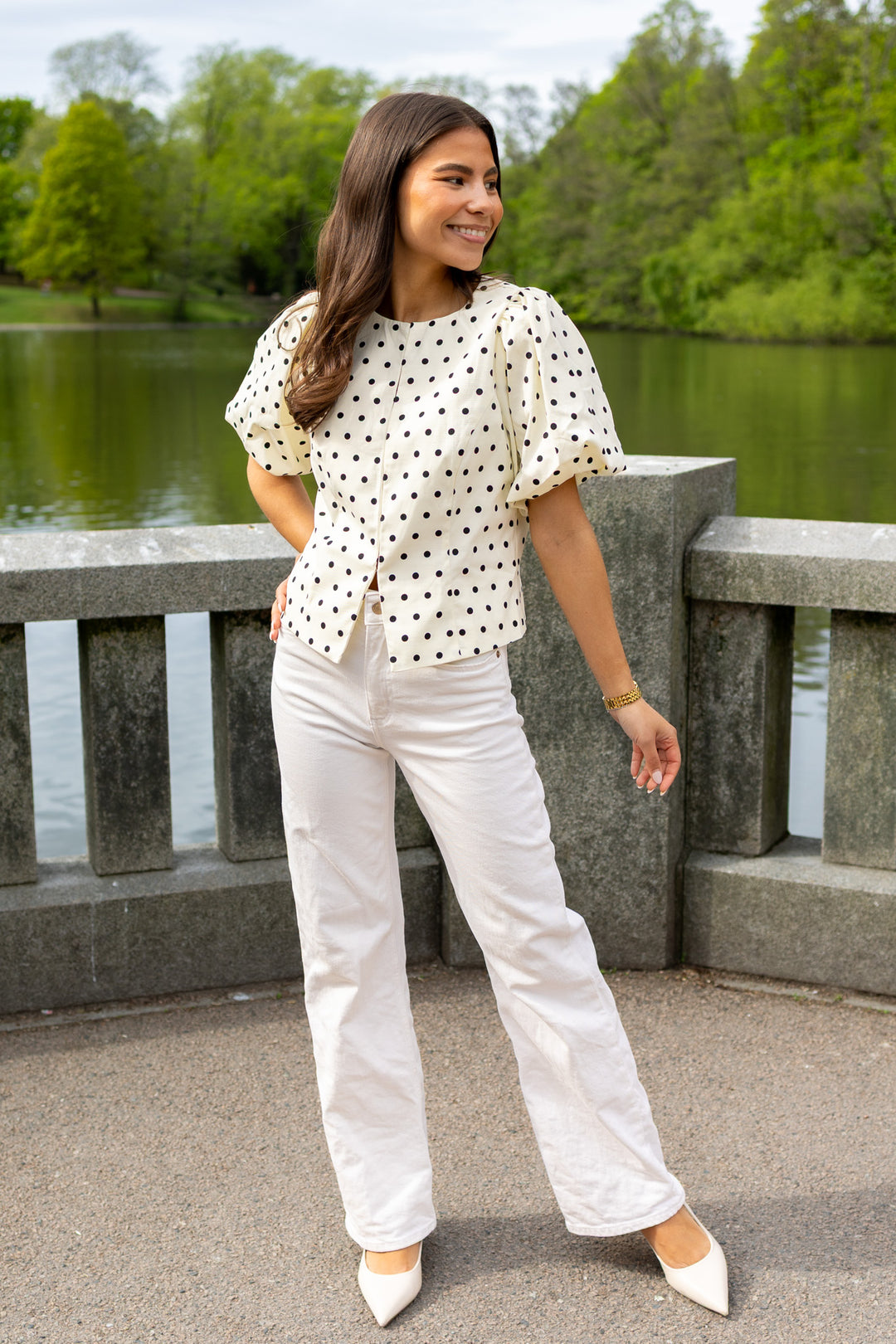Anela Dot Blouse White