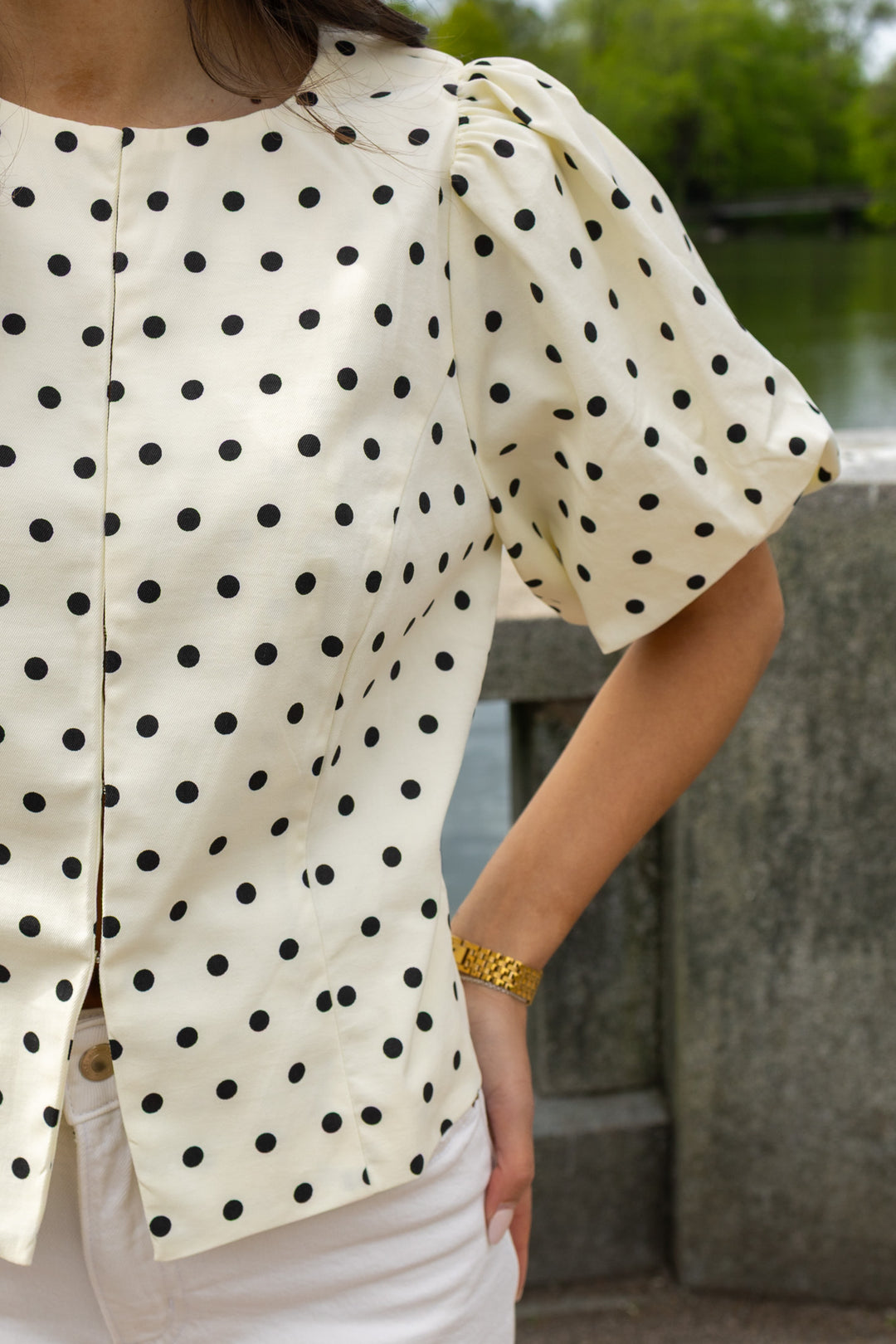 Anela Dot Blouse White