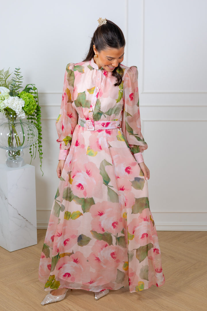Organza Belt Dress Rosette
