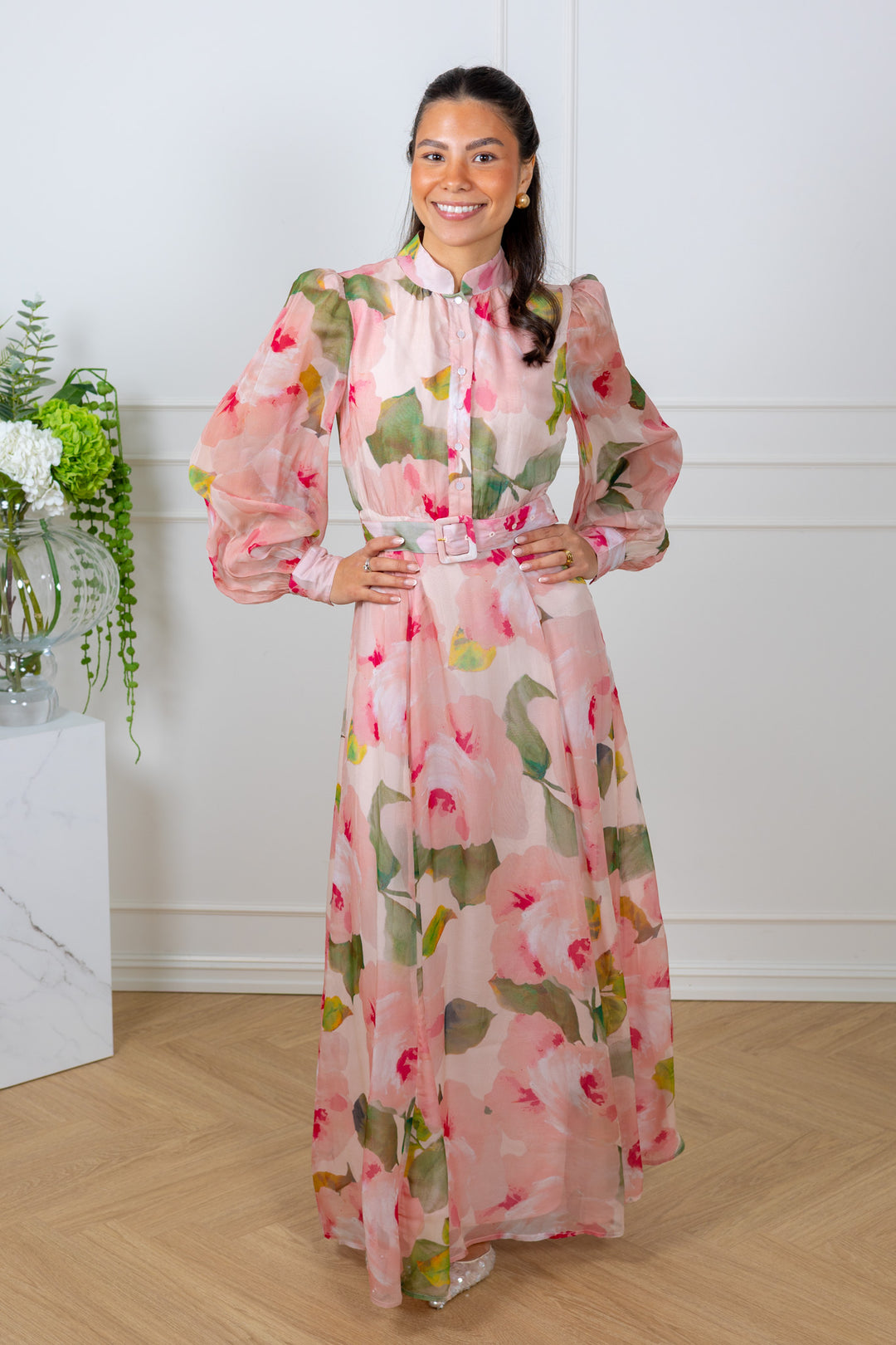 Organza Belt Dress Rosette