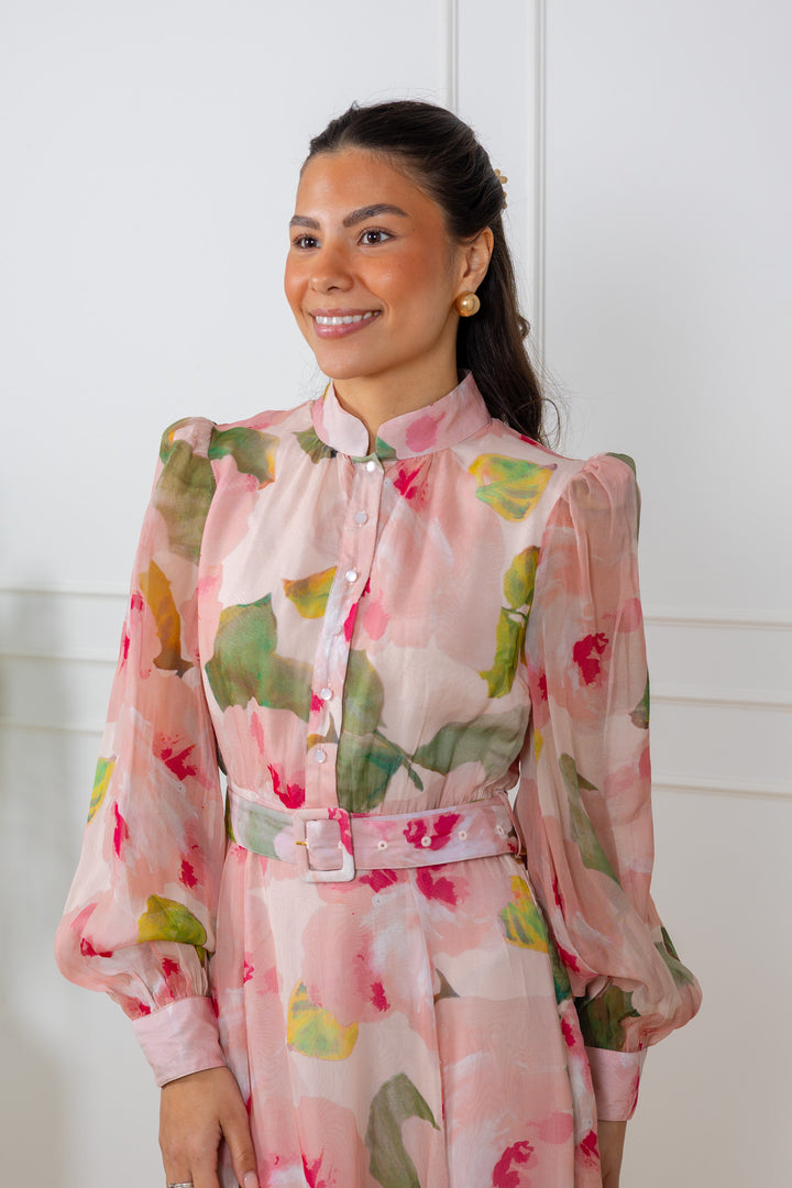 Organza Belt Dress Rosette