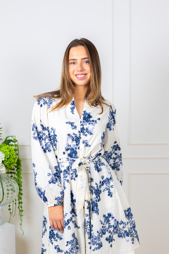 Avira Dress Blue Shadow Flower Print