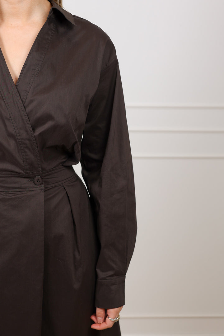 Ottana Poplin Dress Chocolate Brown