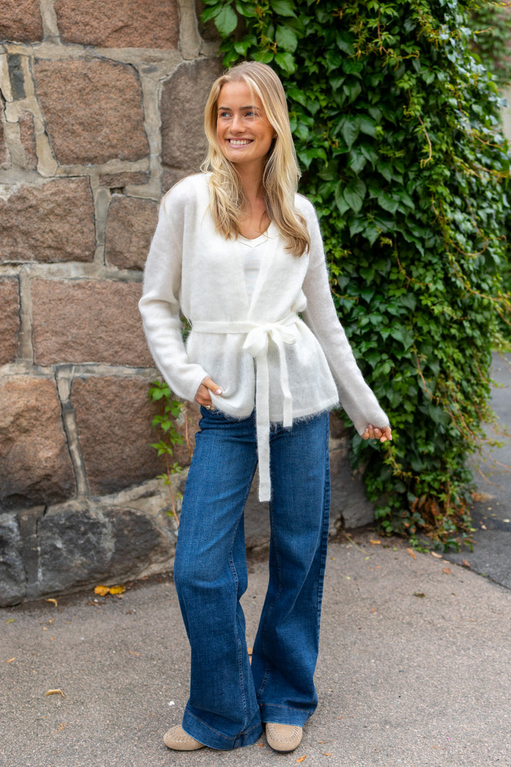 Tilde Ls Belt Knit Cardigan Star White