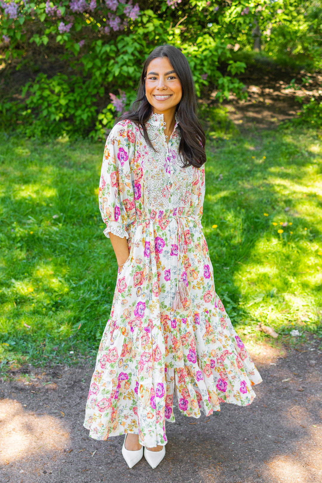 Cotten Slub Midi Dress Flora