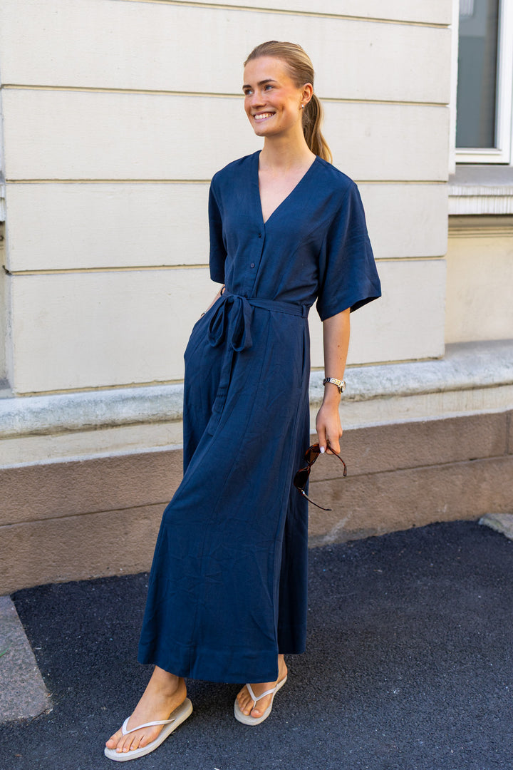 Viva Regular Linen Blend Dress Dark Sapphire