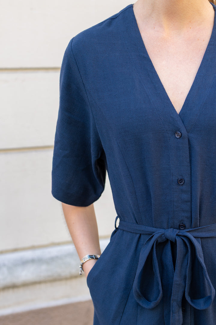 Viva Regular Linen Blend Dress Dark Sapphire