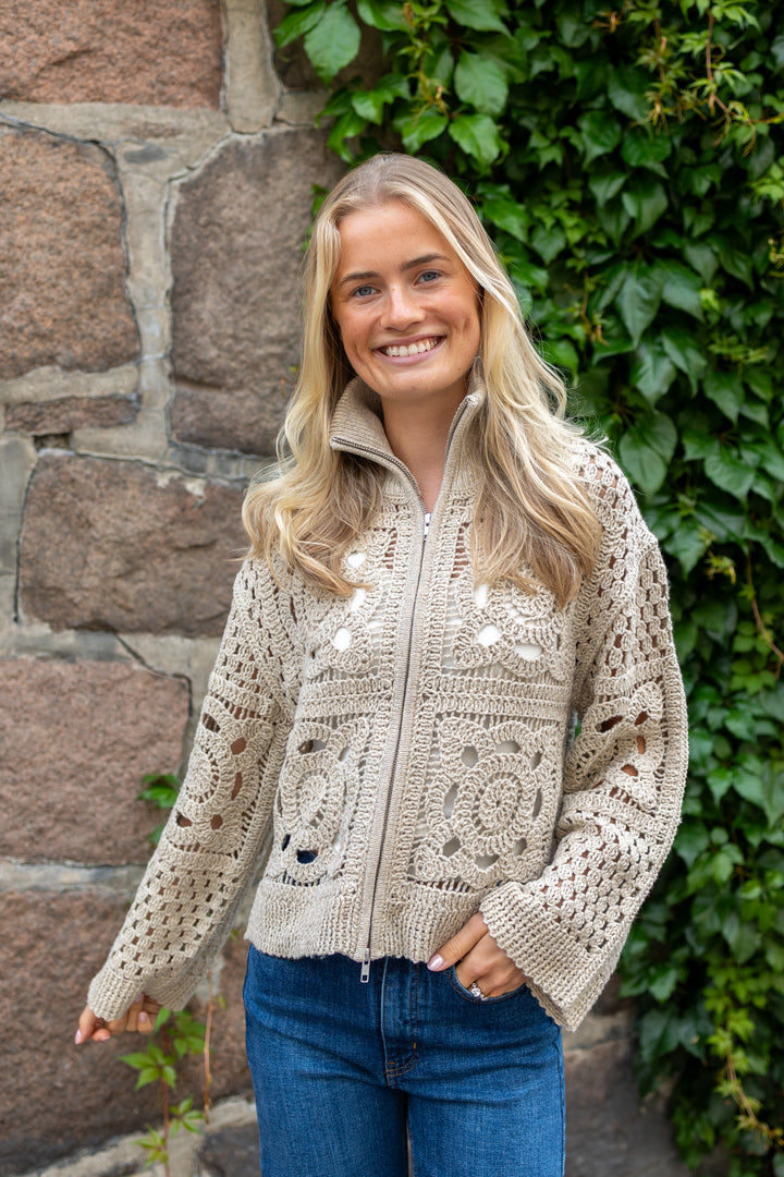 Crosette Knit Cardigan Camel