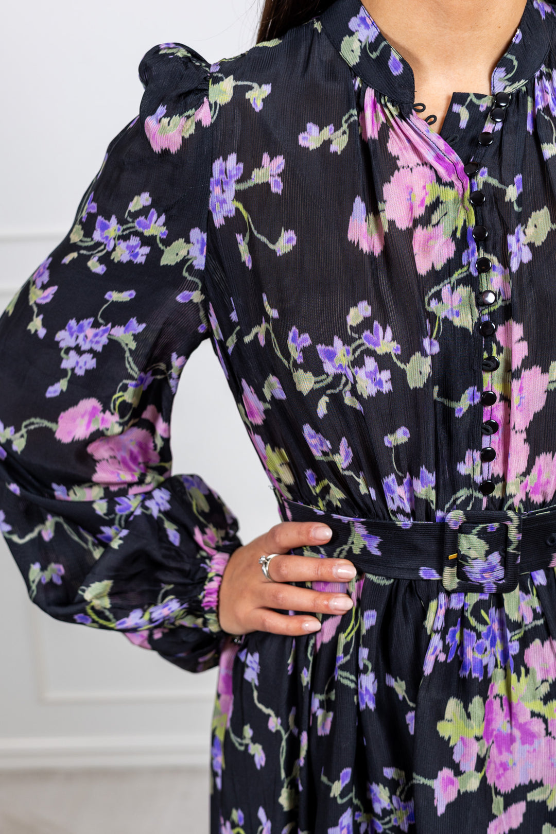 Striped Organza Mini Dress Midnight Viola