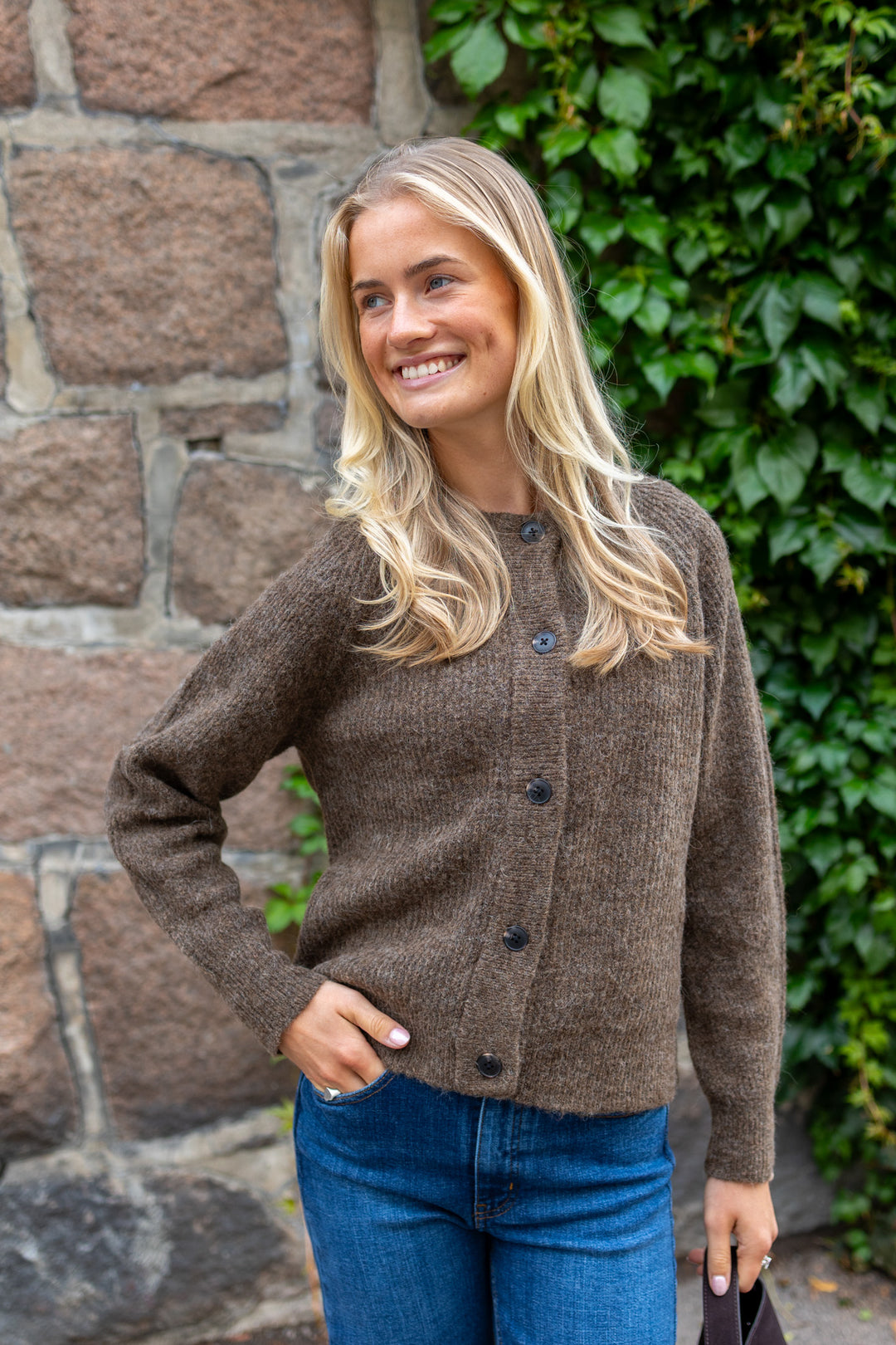 Lulu Ls Knit Short Cardigan Dachshund Melange