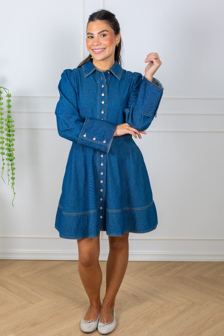 Denim Mini Dress French Blue
