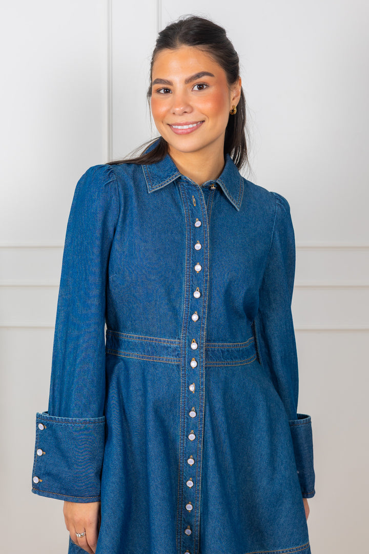 Denim Mini Dress French Blue