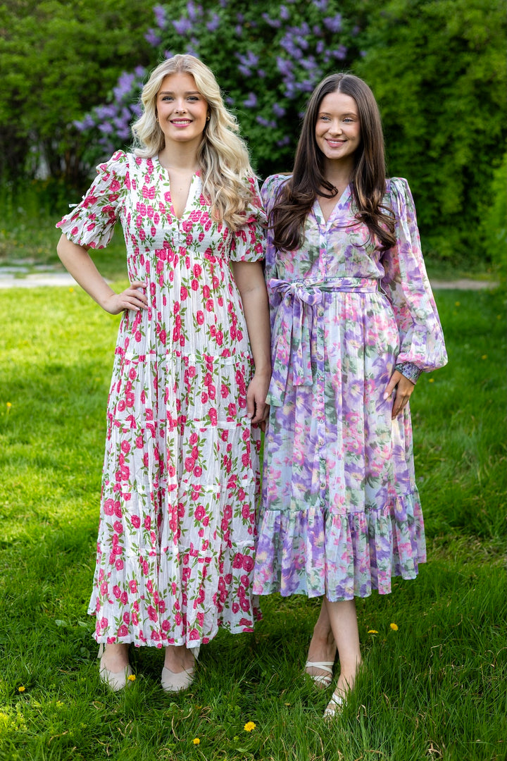 Bohemian Belt Dress Brushed Flowers