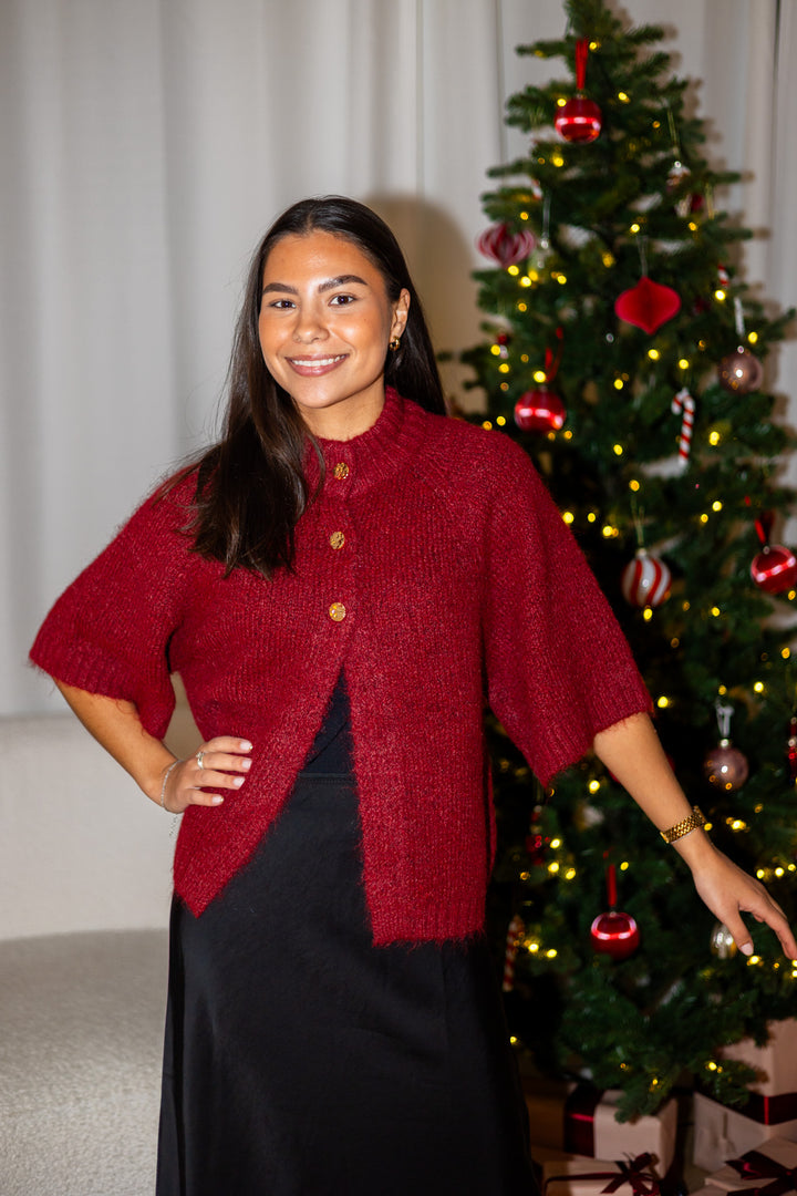 Benuta Fluffy Knit Cardigan Dark Red