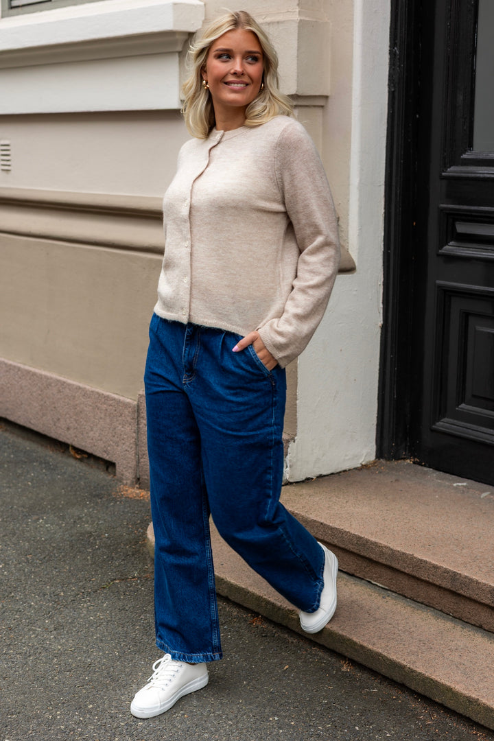 Lulu New Ls Knit Cardigan Birch Melange