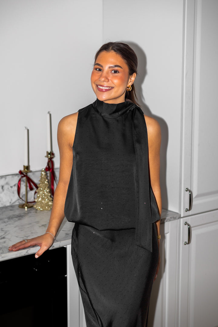 Veda Heavy Sateen Bedaz Top Black