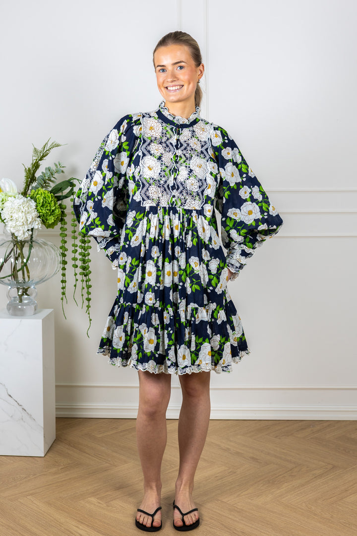 Cotton Slub Shift Dress Bright Garden