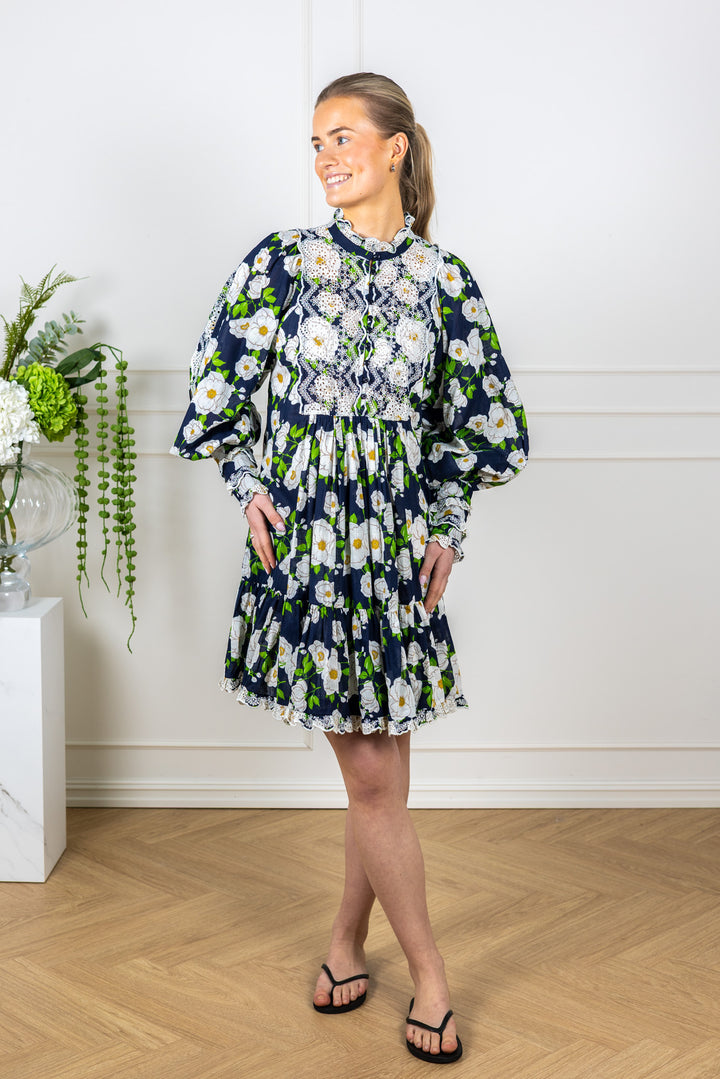 Cotton Slub Shift Dress Bright Garden