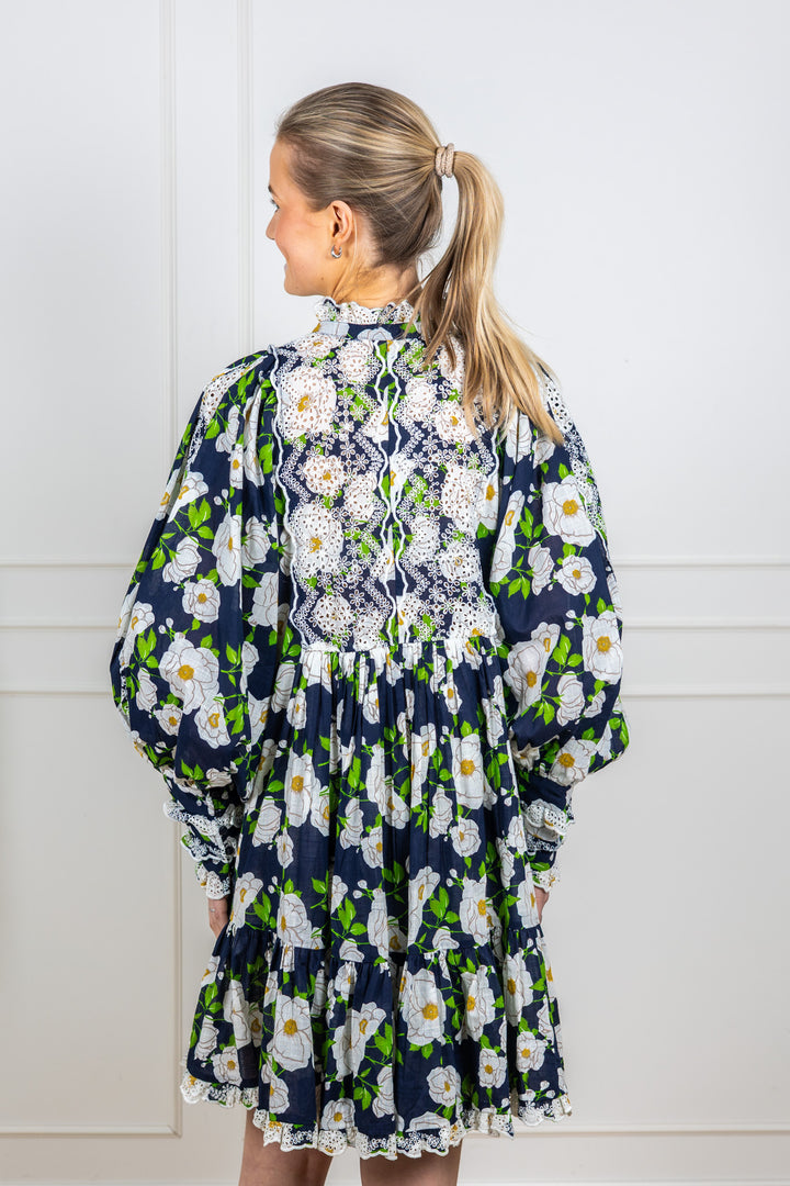 Cotton Slub Shift Dress Bright Garden