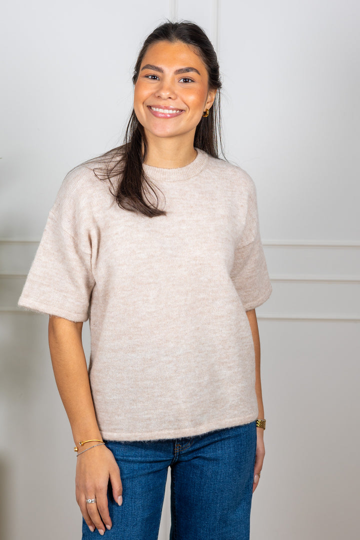 Lulu 2/4 Knit O-Neck Birch Melange