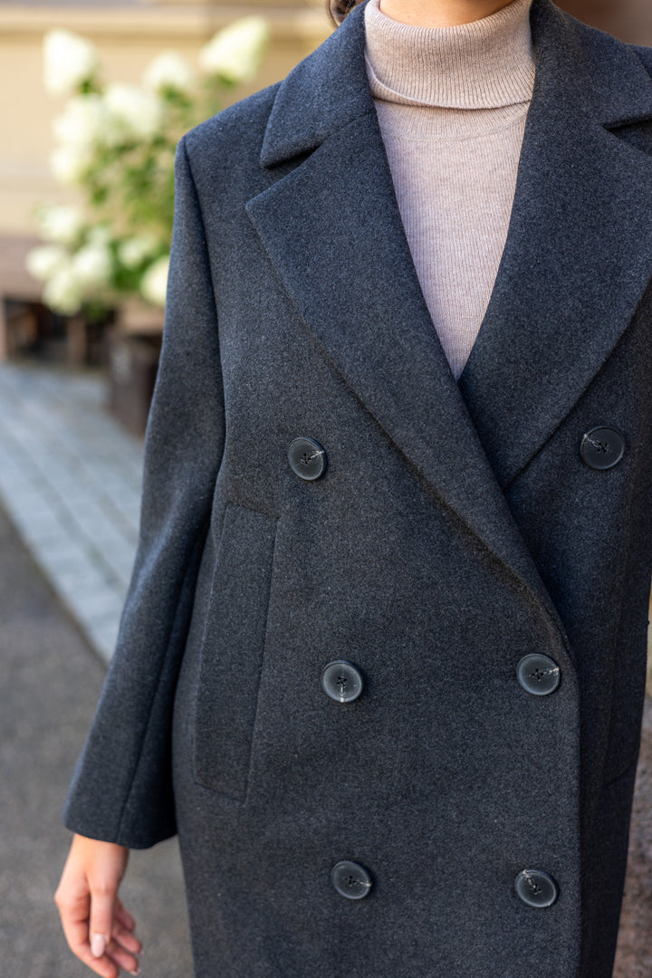 Yunahiw Long Coat Dark Grey Melange