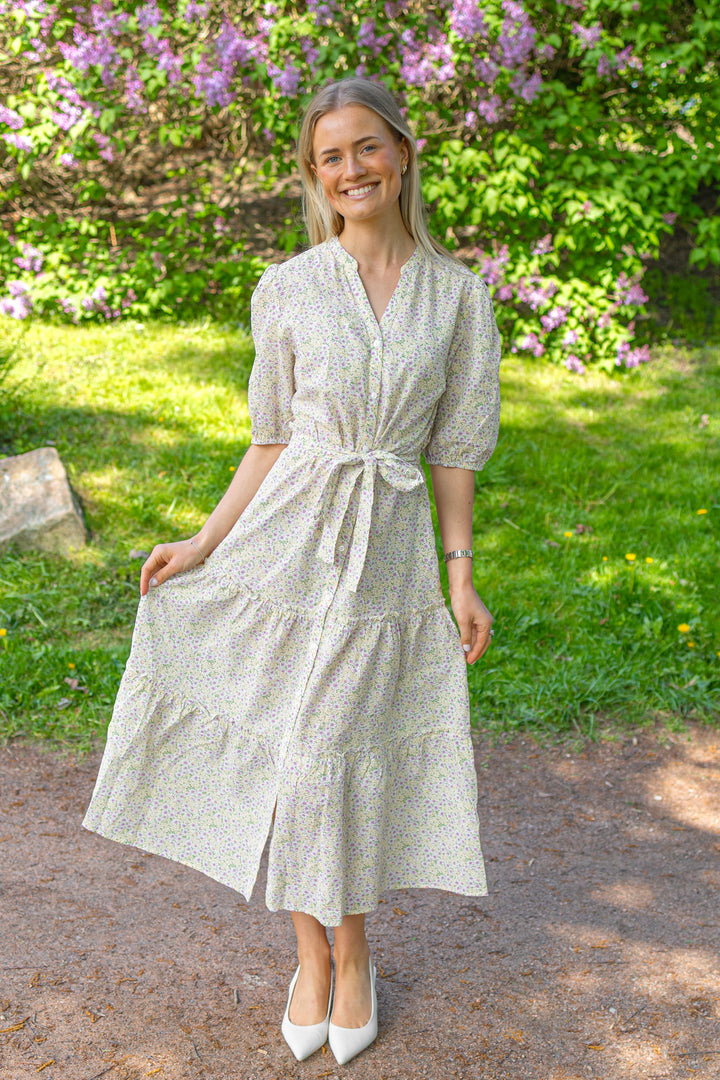Kate V-Neck Long Dress Lilac/Yellow