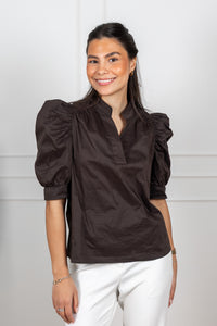 Roella Poplin Blouse Chocolate Brown