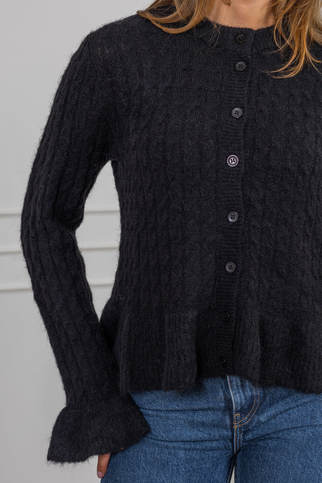 Numa Ls Knit Cardigan Black