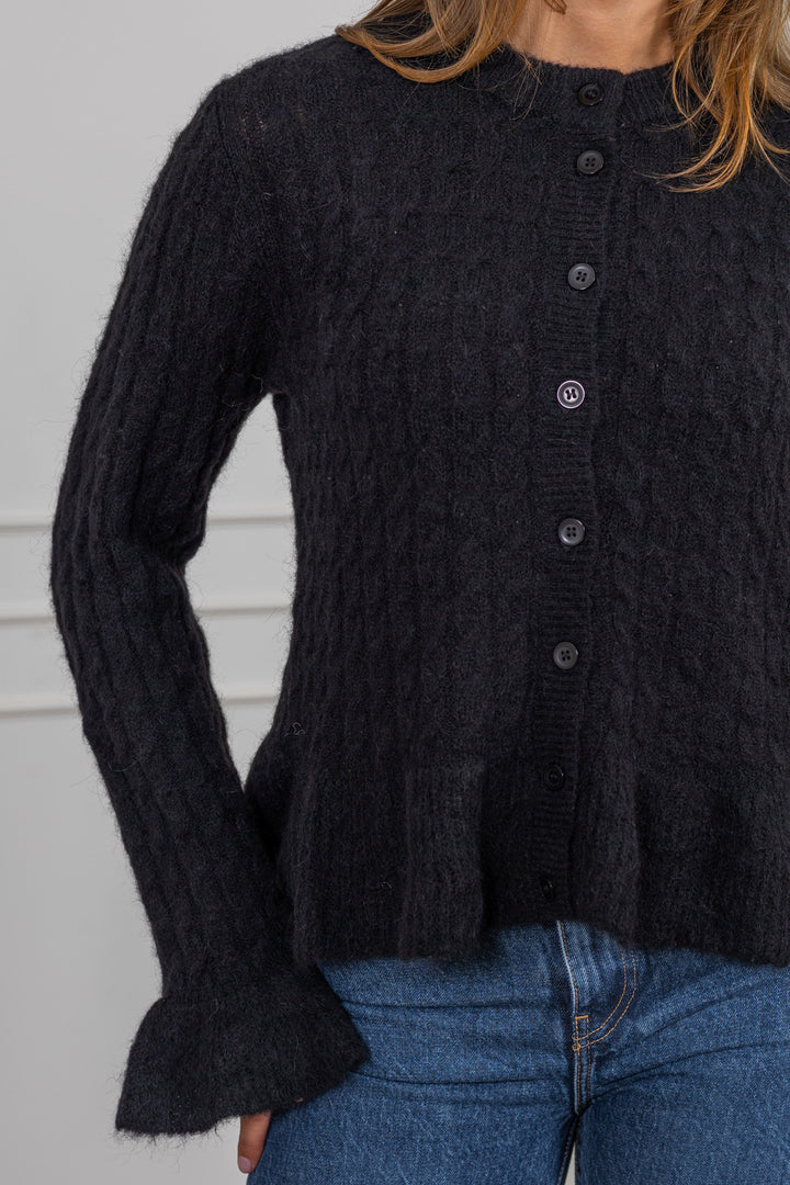 Numa Ls Knit Cardigan Black